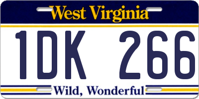 WV license plate 1DK266