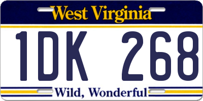 WV license plate 1DK268