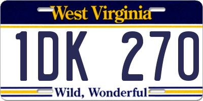 WV license plate 1DK270