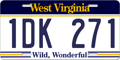 WV license plate 1DK271