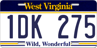 WV license plate 1DK275