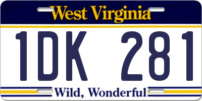 WV license plate 1DK281