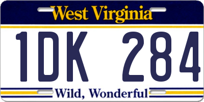 WV license plate 1DK284