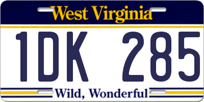 WV license plate 1DK285