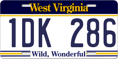 WV license plate 1DK286