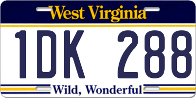 WV license plate 1DK288