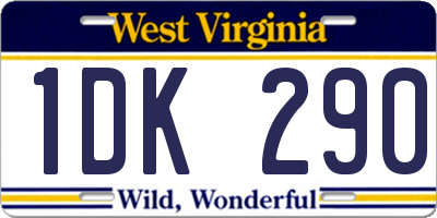 WV license plate 1DK290