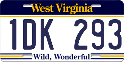 WV license plate 1DK293
