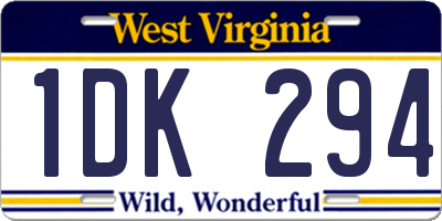 WV license plate 1DK294