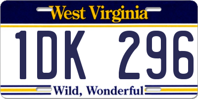 WV license plate 1DK296