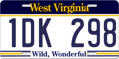 WV license plate 1DK298