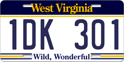 WV license plate 1DK301