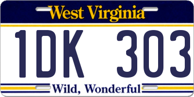 WV license plate 1DK303