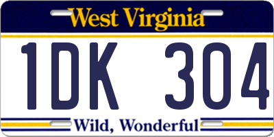 WV license plate 1DK304