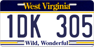 WV license plate 1DK305