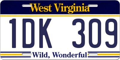 WV license plate 1DK309