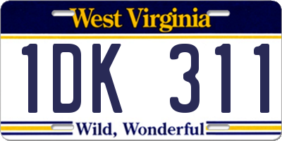 WV license plate 1DK311
