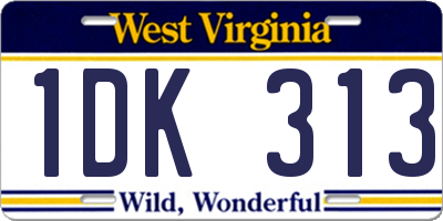 WV license plate 1DK313