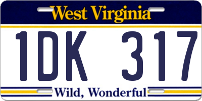 WV license plate 1DK317