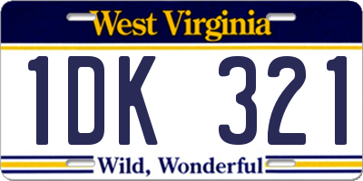 WV license plate 1DK321