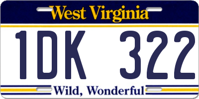 WV license plate 1DK322