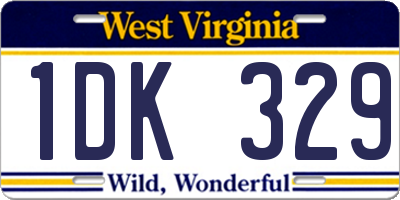 WV license plate 1DK329