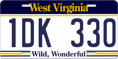 WV license plate 1DK330