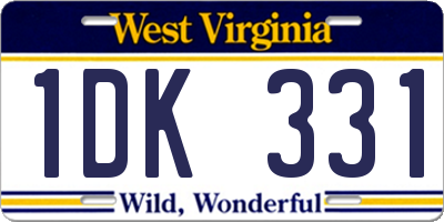 WV license plate 1DK331