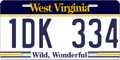 WV license plate 1DK334