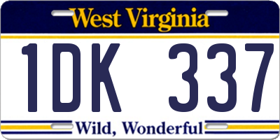 WV license plate 1DK337