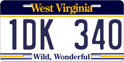 WV license plate 1DK340