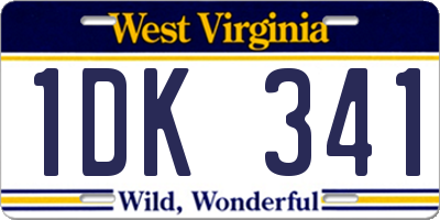 WV license plate 1DK341