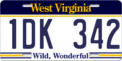 WV license plate 1DK342