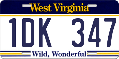 WV license plate 1DK347
