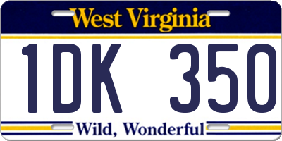 WV license plate 1DK350