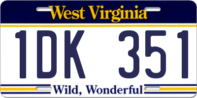 WV license plate 1DK351