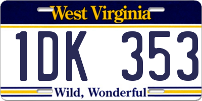 WV license plate 1DK353