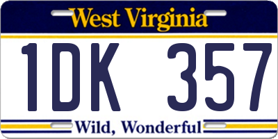 WV license plate 1DK357