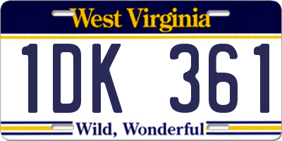 WV license plate 1DK361