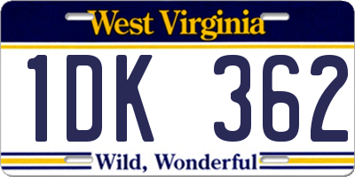 WV license plate 1DK362