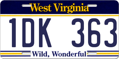 WV license plate 1DK363