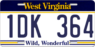WV license plate 1DK364