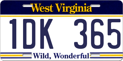 WV license plate 1DK365
