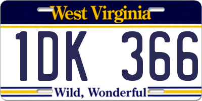 WV license plate 1DK366