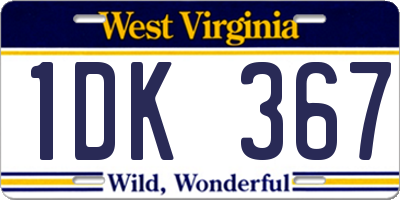 WV license plate 1DK367
