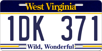 WV license plate 1DK371