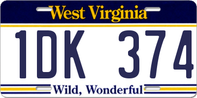WV license plate 1DK374