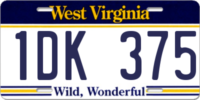 WV license plate 1DK375
