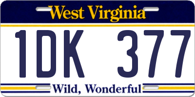 WV license plate 1DK377