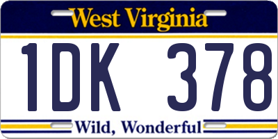 WV license plate 1DK378